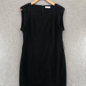 Calvin Klein Dress Womens 6 Black Sheath Career Mini Sleeveless Stretch Office*